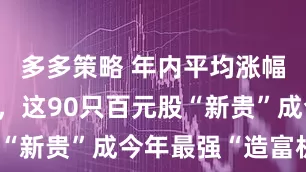 多多策略 年内平均涨幅达164%，这90只百元股“新贵”成今年最强“造富机器”